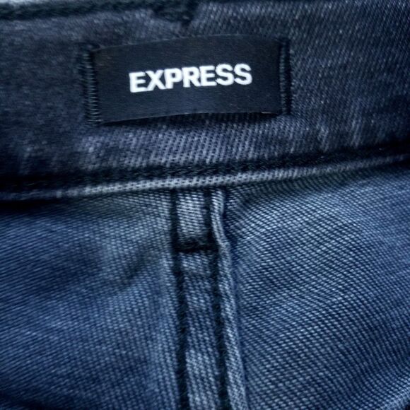 Express Jeans Womens 2S Black Skinny Súper High Rise Button Fly Dark Denim - Picture 8 of 12